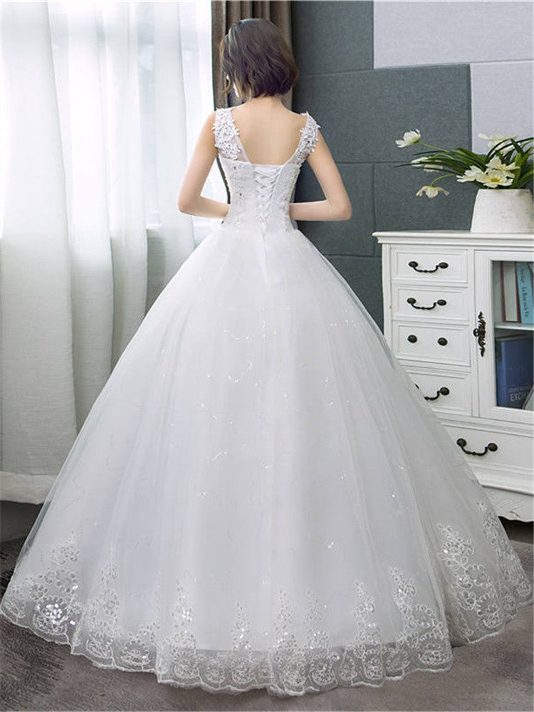 Vestido de Noiva Elegância Floral com Renda e Pérolas