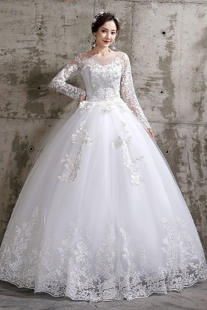 Vestido de Noiva Plus Size com Renda e Manga Longa