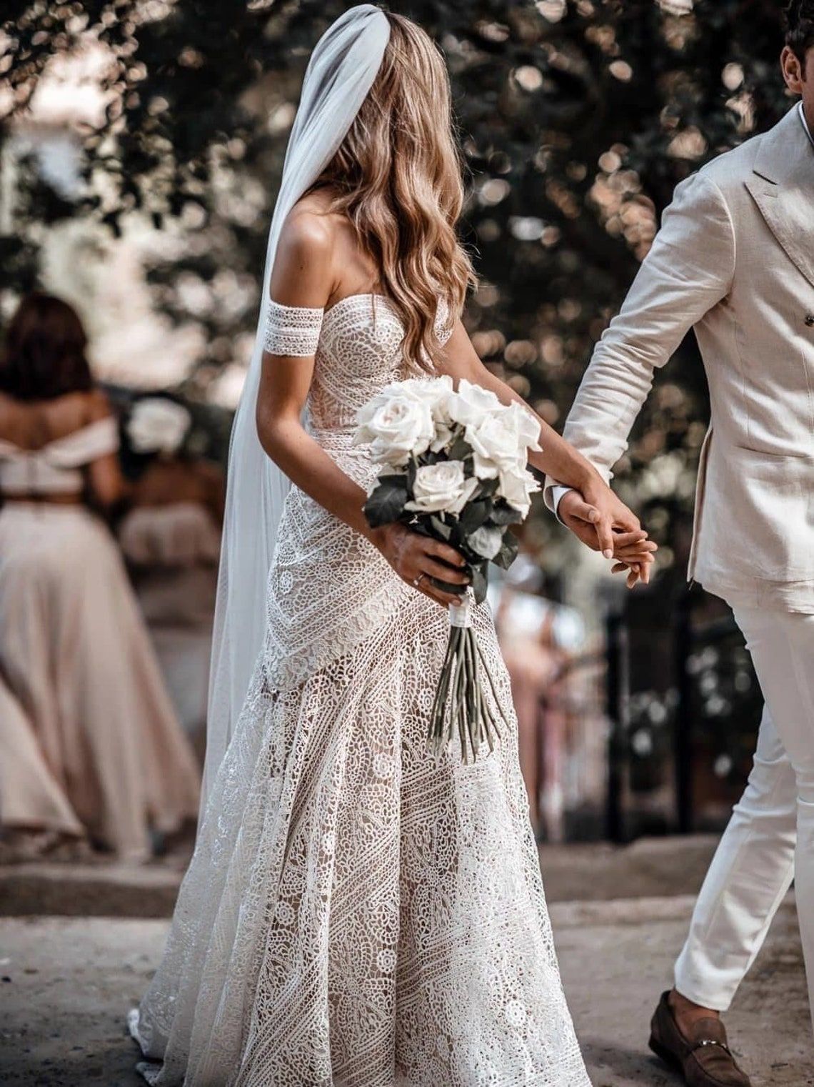 Vestido de Noiva Boho Manga Removivel