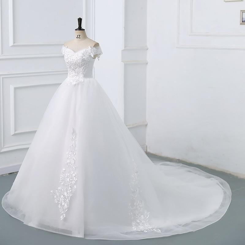 Vestido de Noiva Princesa Renda Ombro a Ombro