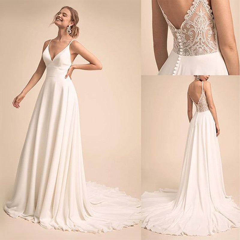 Vestido de Noiva Lindo Imperial Decote V Renda