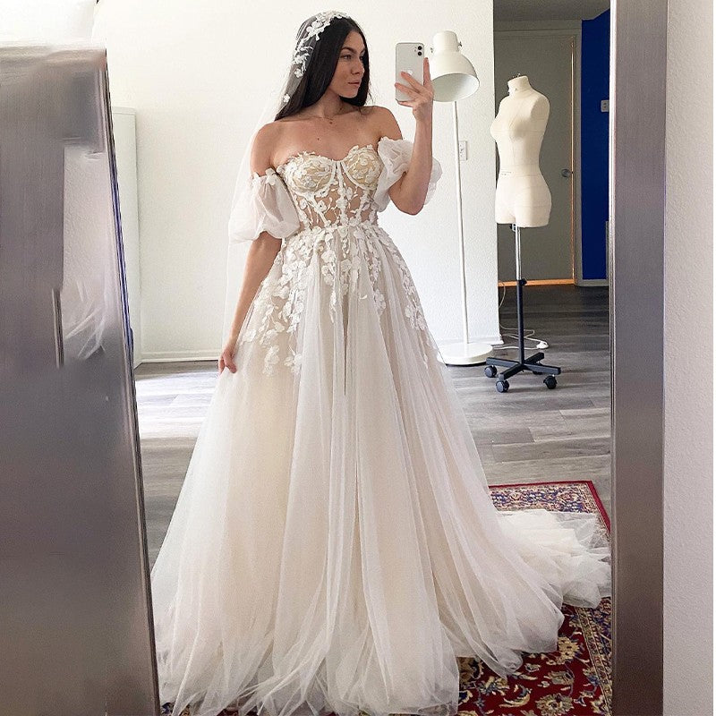 Vestido de Noiva Imperial Boho Puff