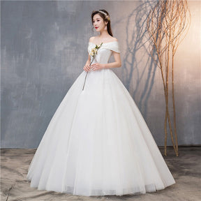 Vestido de Noiva Cetim com Decote em V e Ombros de Princesa