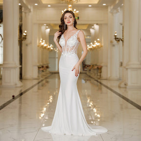 Vestido de Noiva Sereia com Rendas e Pérolas