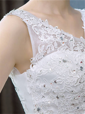Vestido de Noiva Elegância Floral com Renda e Pérolas