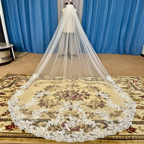 Véu de Noiva Catedral com Renda - Elegância e Estilo