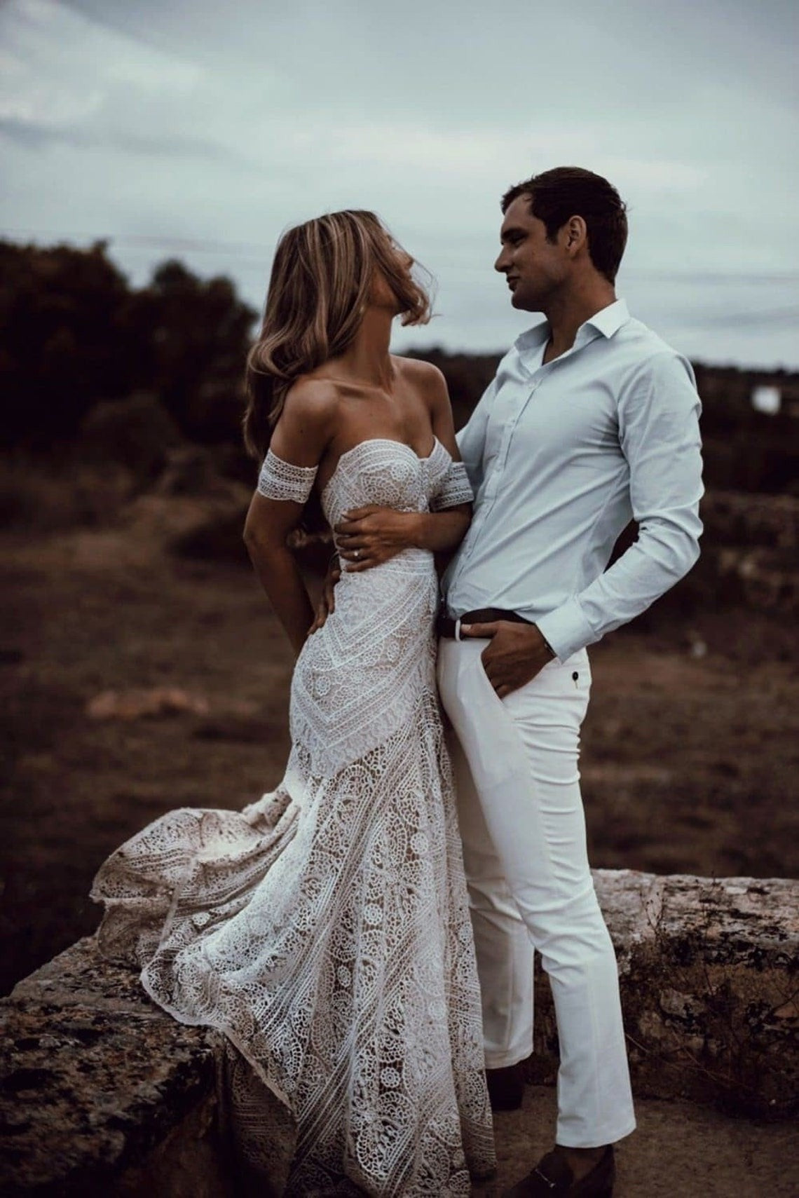 Vestido de Noiva Boho Manga Removivel